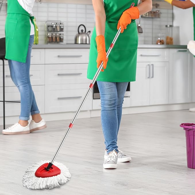 Microfiber Spin Mop Replace Head Mops Base Handle Compatible with O Cedar EasyWring 1-Tank Spin Mop Refills (New White-Centre 40% More (1-Tank System))