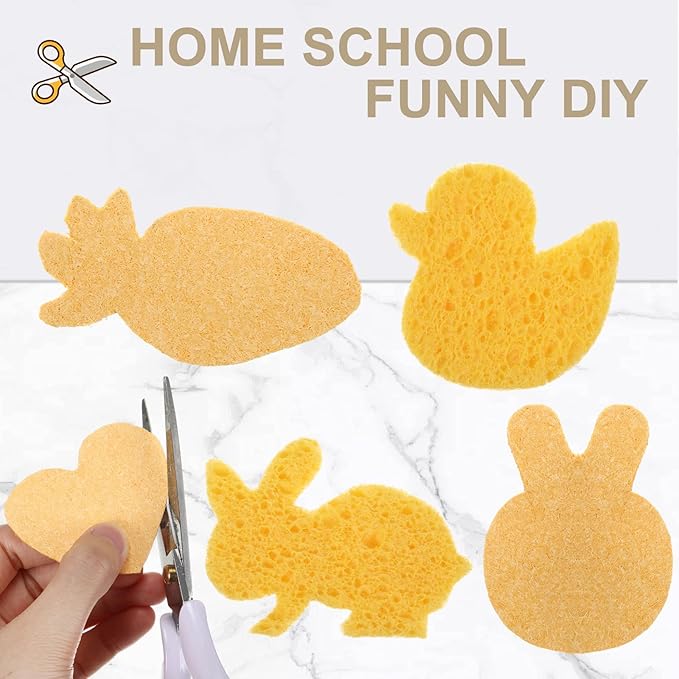 Zhengmy 100 Pieces Sponges Kitchen Compressed Sponges Bulk Natural Dish Sponge Compressed Wood Pulp Cleaning Sponge Without Scratching for Kitchen Bathroom 3.9 x 2.4 x 0.12 Inch (Yellow)