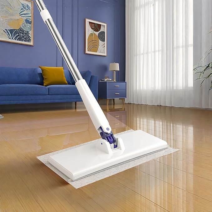 Clip Mop - Dry and Wet Use Cleaning Tools - Dust Cleaner Flat Mopfor Kitchen Bathroom Tile Home Car Apartment Living Room Bedroom Glass Ceiling