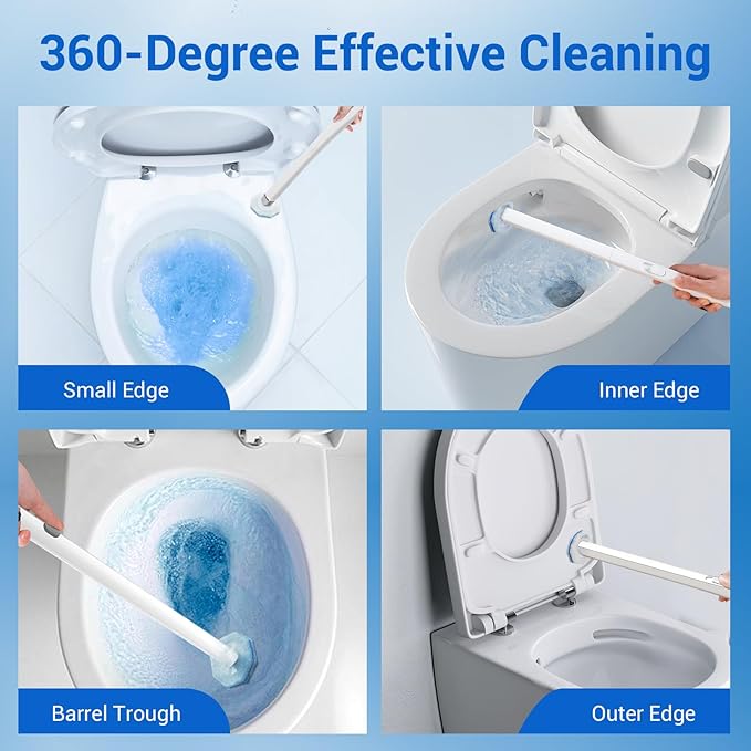 50 Counts Disposable Toilet Bowl Wand Refills 5X Cleaning Power Toilet Cleaner Refill Pads Deep Cleaning No Falling Apart Fresh Fragrance Compatible with Most Toilet Brushes