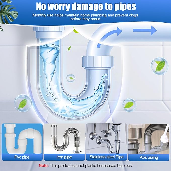 Sink Drain Cleaner Powerful Pipeline Dredging Agent Drain Clog Remover for Unclogs Bathroom and Kitchen Sinks Drains (2PCS)