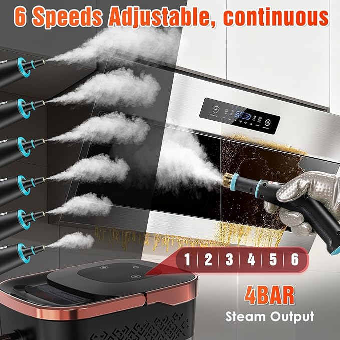 IPOW Steam Cleaner 6-Level Adjustable 15s Fast Heat-Up with 1250ml Tank and 16 Accessories for Cleaning Kitchen FloorToilet Bathroom Car SeatsWindows