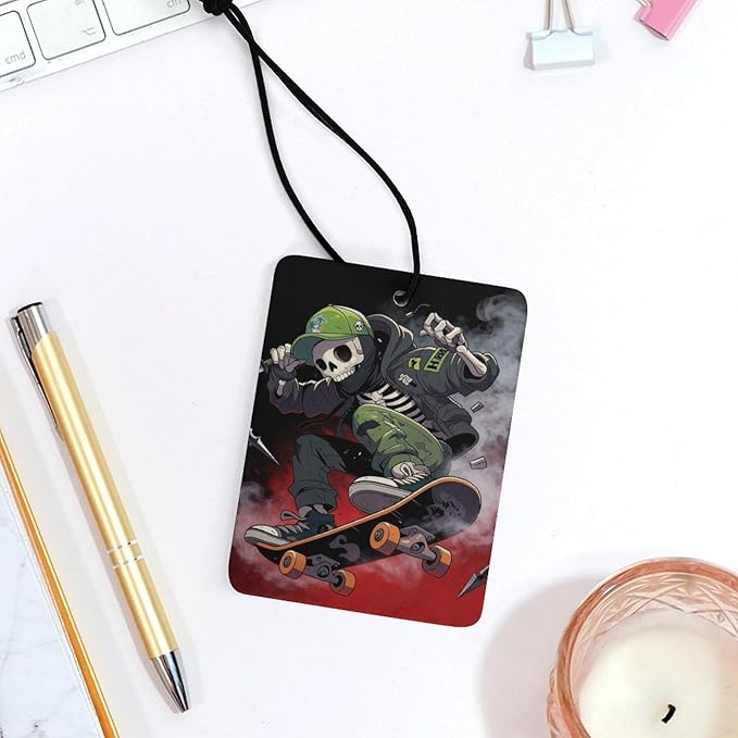 5PCS Car Air Freshener Hanging Personalized Double Sided Skull Rider Car Fresheners Long Lasting New Cars Scents Cute Automotive Freshies for Closets Drawers (tea)