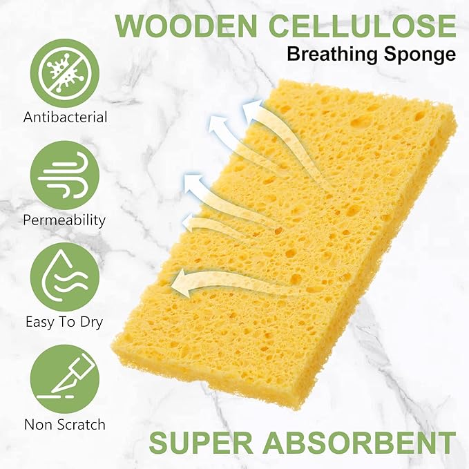 Zhengmy 300 Pieces Sponges Kitchen Compressed Sponges Bulk Natural Dish Sponge Compressed Wood Pulp Cleaning Sponge Without Scratching for Kitchen Bathroom 3.9 x 2.4 x 0.12 Inch (Multicolor)