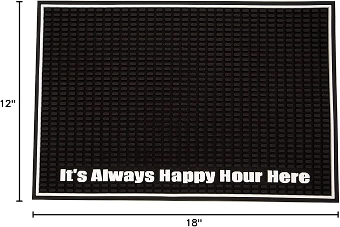 Highball &amp Chaser Premium Custom Bar Mat 18in x 12in 1cm Thick Durable and Stylish Service Bar Mat for Spills Coffee Bars Restaurants Counter Top Dish Drying Mat (Happy Hour)