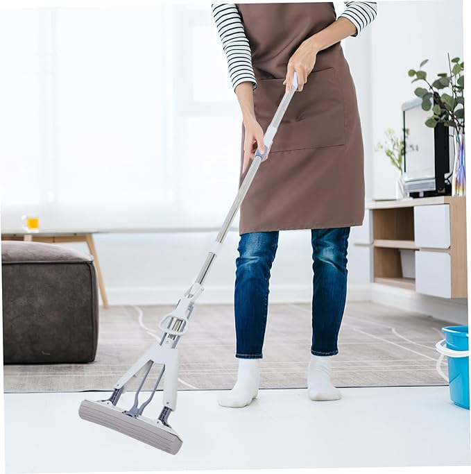 Folding Mop Reusable for Floor Cleaning Squeeze Sponge Mop Scrub for Hardwood Floors Dry Wet Dual Use