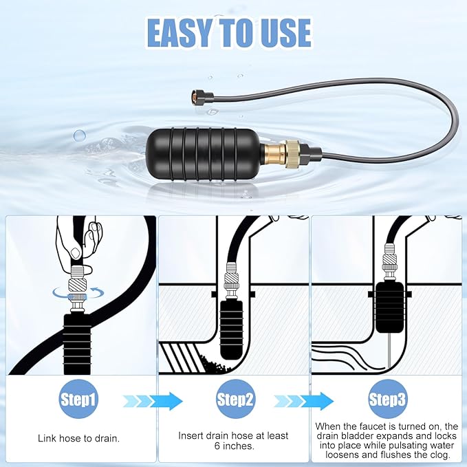 Tissting 3 Pcs Drain BladdersRubber Bladder Drain CleanersFits 1 to 6 Drain PipeUnclogs Stubborn Blockages in Bathroom Sinks Shower Drains Bathtubs Plumbing Pipes