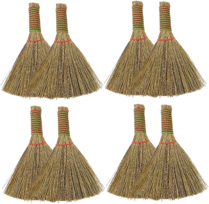 GLEAVI 8pcs Ergonomic Handle Design Small Whisk Broom for Dusting Home Office Accessories