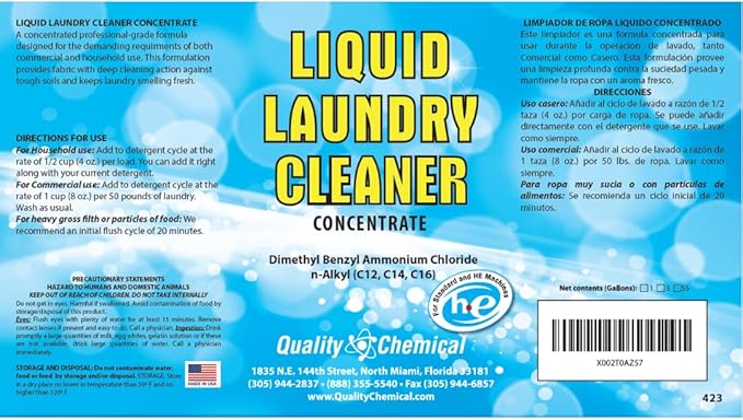Laundry Sanitizer / for Commercial or Household use / 2 Gallon case