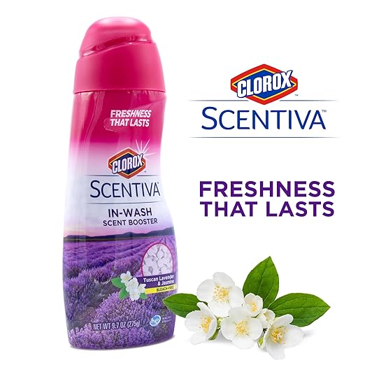 Clorox Scentiva Laundry Bundle in Tuscan Lavender &amp Jasmine Scent | Includes Clorox Scentiva Scented Dryer Sheets Scent Booster Beads and Fabric Softener