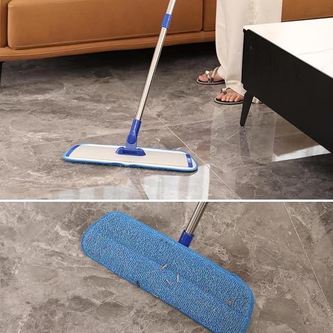 18 Professional Microfiber Mop Floor Cleaning mop Flat Mop with Stainless Steel Handle4 Reusable Washable Mop Pads and mop Pads BrushMicrofiber Mop for Hardwood (18 Microfiber Mop)