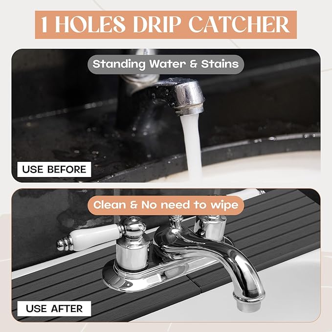 an Oval Hole Gray Faucet Mat for Kitchen Sink Bathroom 17.32 x 4.6 Kitchen Faucet Absorbent Mat Diatomite Splash Guard Quick Drying Stone Drip Catcher Hole 6.22  x 2.28