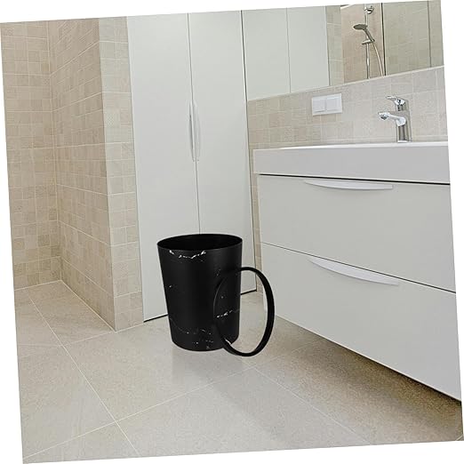 Ciieeo Recycle Bin Round Plastic Trash Can Marble Pattern Large Capacity Wastebasket for Home Office