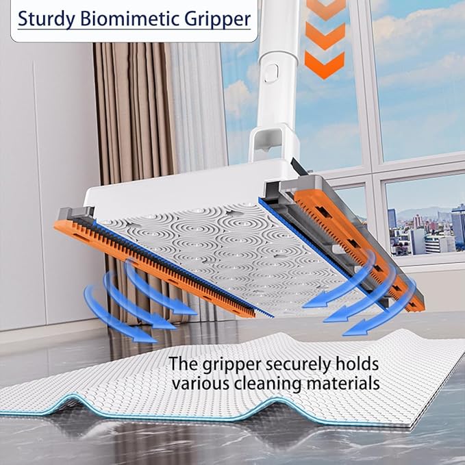 No Wash Mop 360 Clip Mop No Dirty Hand Retractable Disposable Dust Mops Lazy Mops with Locking Head &amp Sweeping Cloths Disposable Dust Mopss with 4 Reusable Cloths (Scalable)