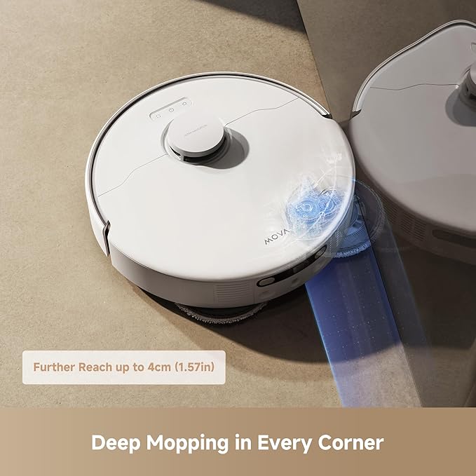 Mova P50 Ultra Robot Vacuum Cleaner with Flexible Mop 19000 Pa Suction Power with Anti-Tangle Brush Corner and Edge Cleaning 167℉ Automatic Cleaning &amp Self-Drying &amp Cleaning Auto Empty &a