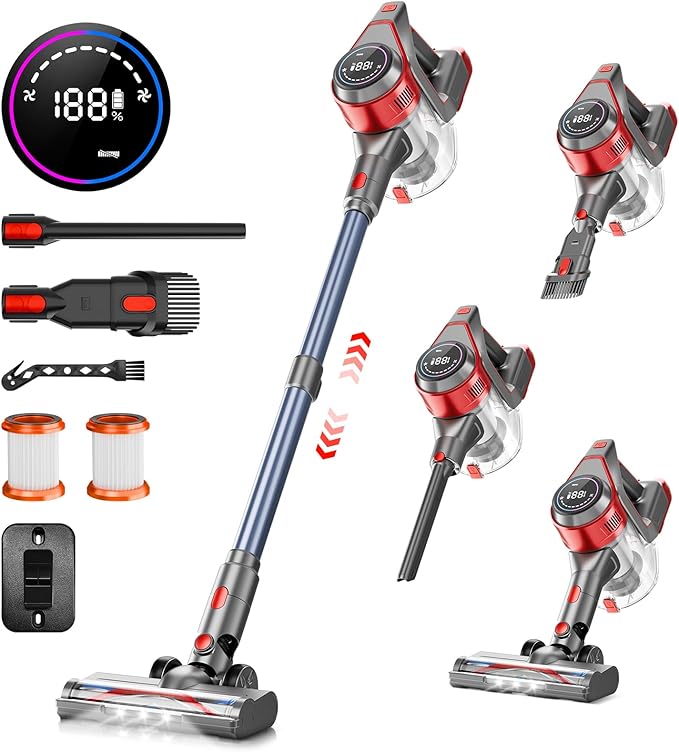 Wireless vacuum cleaner 8-in-1 vacuum cleaner 45 minutes of runtime equipped with a rechargeable battery lightweight household vacuum cleaner suitable for hardwood floors and pet hair Y5