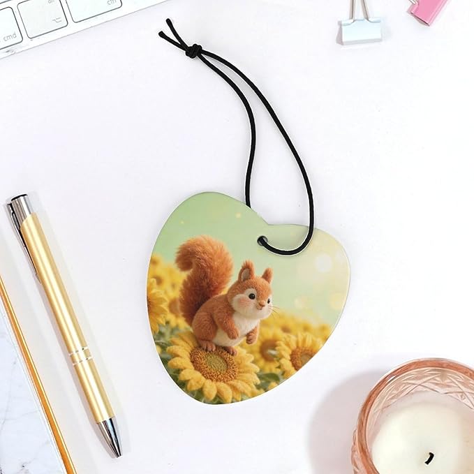 5PCS Car Air Freshener Hanging Personalized Double Sided Sunflower Squirrel Car Fresheners Long Lasting New Cars Scents Cute Automotive Freshies for Closets Drawers (tea)