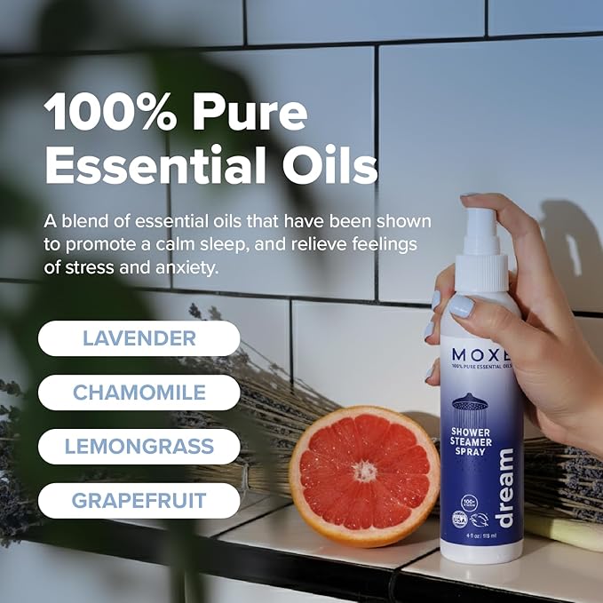 MOXE Shower Steamer Spray Essential Oils Natural Sleep Aromatherapy Made in USA (Breathe &amp Dream 4 Ounces 2 Pack)
