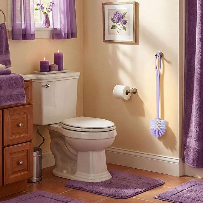 12 Pcs 17.3 Inch Purple Toilet Brush Bulk with Hook Hole Long Handle Toilet Bowl Cleaner Scrubber for Bathroom Household Cleaning Supplies Christmas Home Gifts