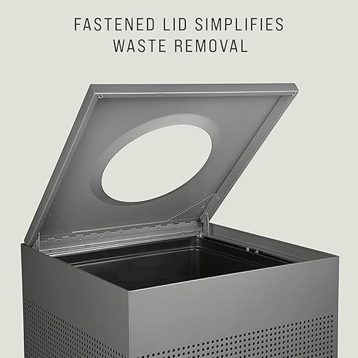 Rubbermaid Commercial Products Silhouette Square Open Top Trash Can 16 Gal Silver Metallic Indoor for Offices/Hotel Lobbies/Front Desk