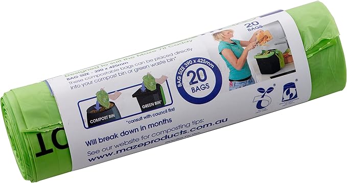 Maze 1.85 Gallon Corn Bags for us with Maze 7- Liter Kitchen Caddie- 120 Bags