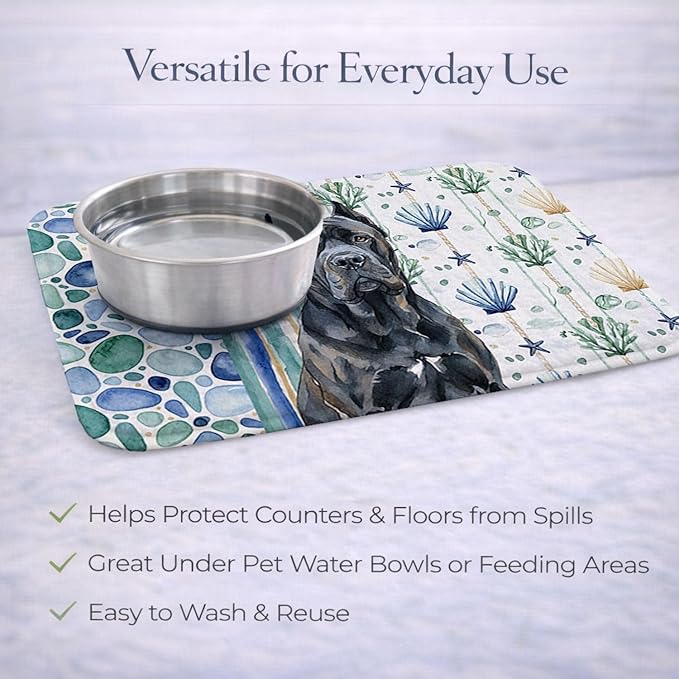 Caroline's Treasures Cane Corso Coastal Sea Glass Dish Drying Mat Absorbent Dish Drying Mat Pad for Kitchen Counter Dish Drainer Mat for Countertop 14 x 21 Multicolor
