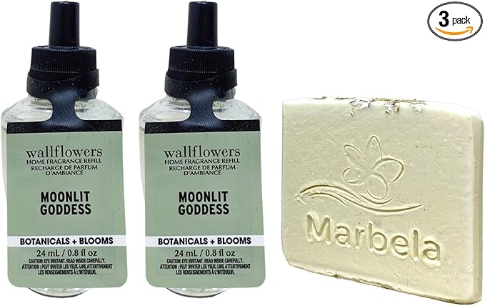 Bath &amp Body Works Moonlit Goddess 2 Wallflowers Home Fragrance Refill Bulbs with Natural Oats Soap Sample