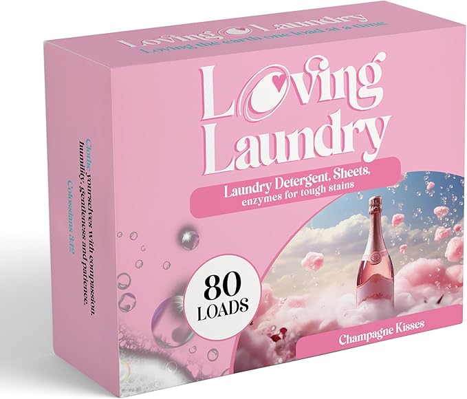 LOVING LAUNDRY- Laundry Detergent Soap Sheets Strips For Washing Machine | Clean Ingredients Natural Fragrance Paraben Free | Stain Remove Enzymes (80 Loads) Champagne Kisses