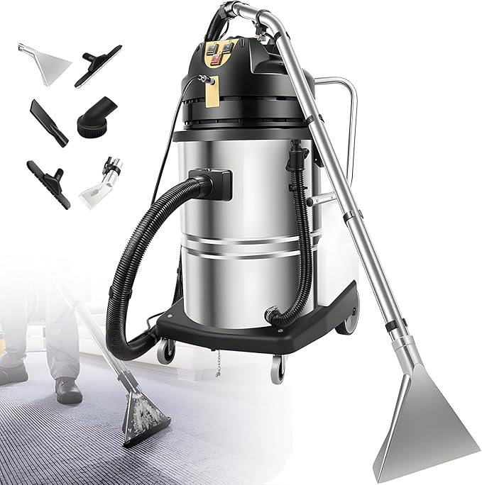 Portable Carpet Cleaner Machine 3 in 1 Carpet Spraying Floor Brush Cleaner Extractor Upholstery Wet Dry Vacuum Cleaner Portable Carpet &amp Upholstery Spot Cleaner for Hotels Offices 60L