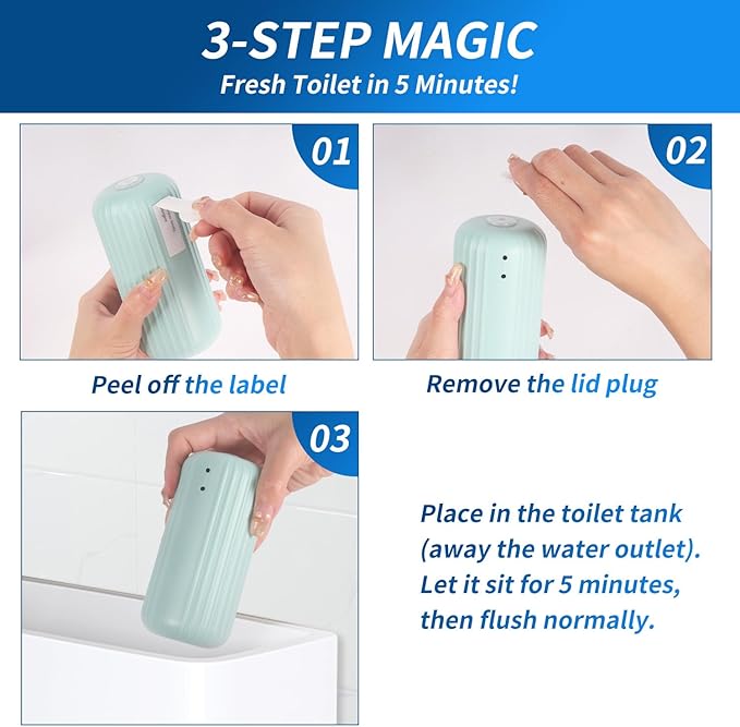 3Pcs WTWD Automatic Toilet Cleaner - Prevents Hard Water Stains Reduce Scrubbing Toilet Tank Cleaner Automatic Toilet Bowl Cleaner Magic Bottle Design for Stain-Free Hands Septic Safe