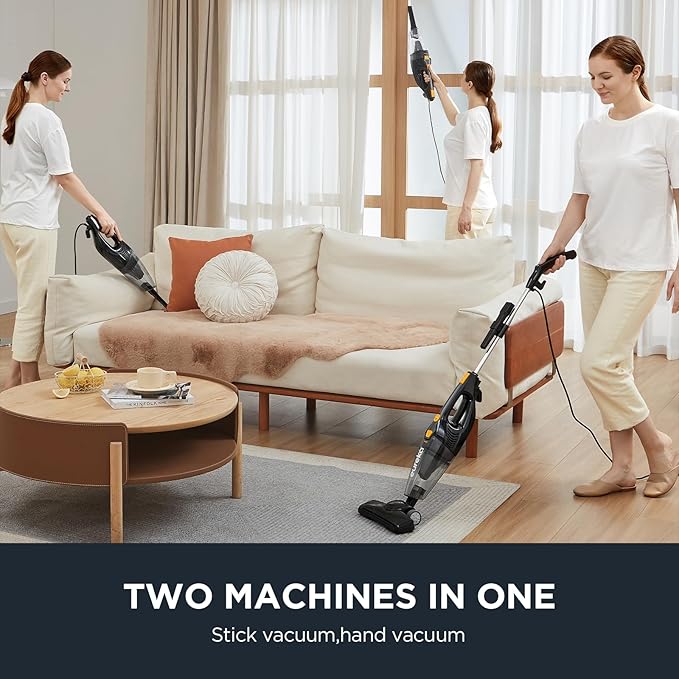 Eureka Blaze Stick Vacuum Cleaner Powerful Suction 3-in-1 Small Handheld Vac with Filter for Hard Floor Lightweight Upright Home Pet Hair Dark Black