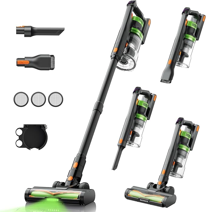 SunSare Cordless Vacuum Cleaner 650W 55KPA 70Mins Vacuum Cleaners for Home Stick Vacuum with Aromatherapy Anti-Tangle Brush Anti-Tangle Wireless Vacumm for Home/Pet Hair/Carpets/Floors