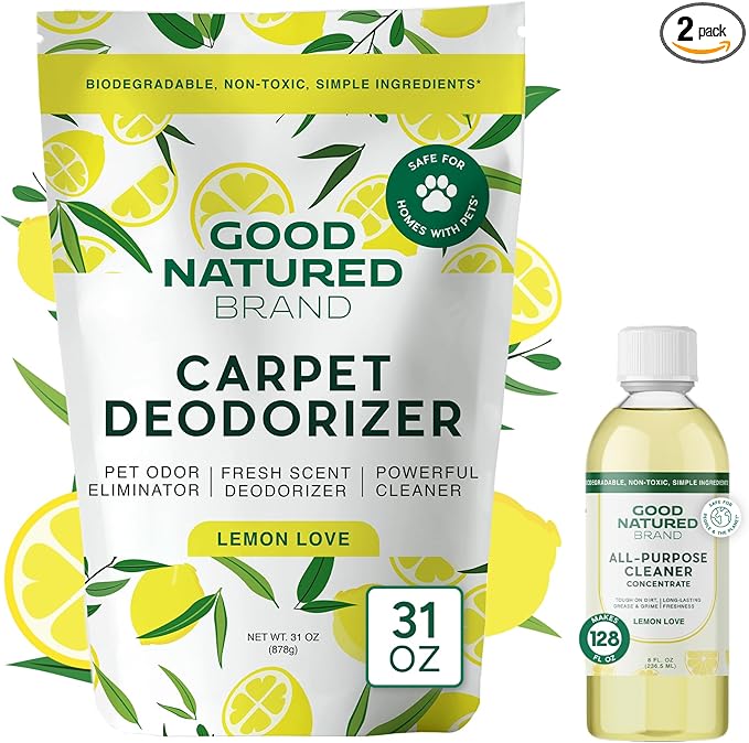 Good Natured Brand | Carpet Deodorizer 31 oz Lemon Love &amp All-Purpose Cleaner Concentrate 8 oz Lemon Love