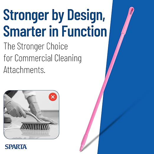 SPARTA 41225EC26 Fiberglass Broom Handle Mop Handle Replacement Handle With Acme Threaded Tip For Commercial Cleaning 48 Inches Pink (Pack of 12)