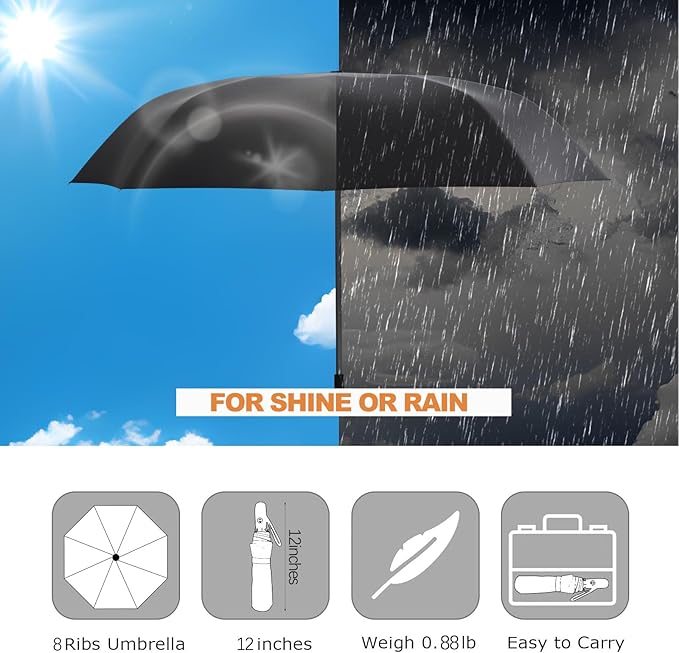 Small Compact Travel Automatic Folding Umbrella for Women Portable Lightweight Rain Wind UV Sun Shade