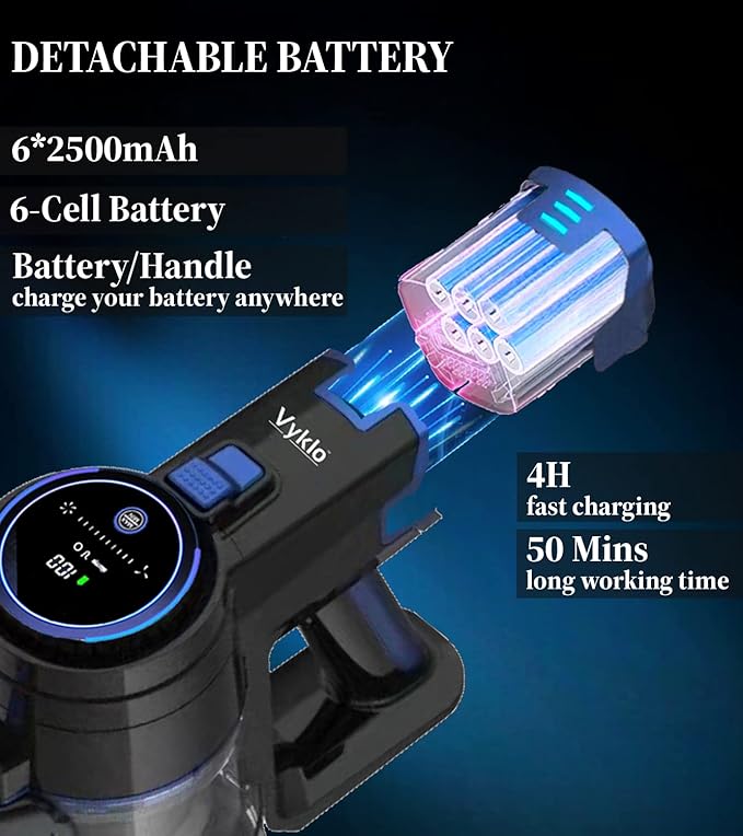 V-B8 Vacuum Replacement Rechargeable Battery 2500mAh 22.2V 55.5Wh Lithium Ion Cordless Vacuum Cleaner Lightweight Stick Up to 50 Min Runtime Blue (NOT for V-S12)