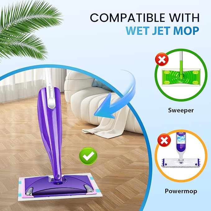 36 Count Refill for Swiffer Wet Jet Spray Mop 5-Layer Thickened Super Absorbent Disposable Wet Jet Pads for All Floor Types
