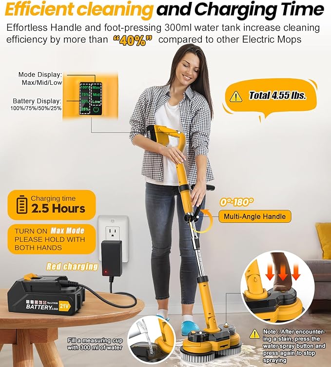 Qimedo Electric Mop M1 Pads &amp&amp Electric Spin Scrubber Replacement Brush Head 2-in-1Replacement Pad for Electric Spin MopCordless Mop Replacement Pad for qimedo Electric mop Accessories