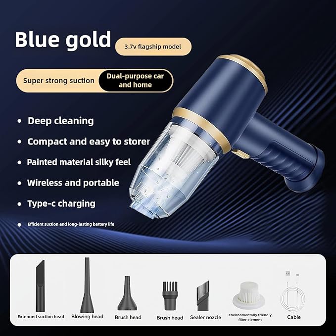 Car Vacuum Cleaner Cordless 120W high Power Portable Mini Vacuum with 12000Pa Hand Held Vacuum Strong Suction Electric Compressed Air Duster Blower for Car Desk Keyboard Home