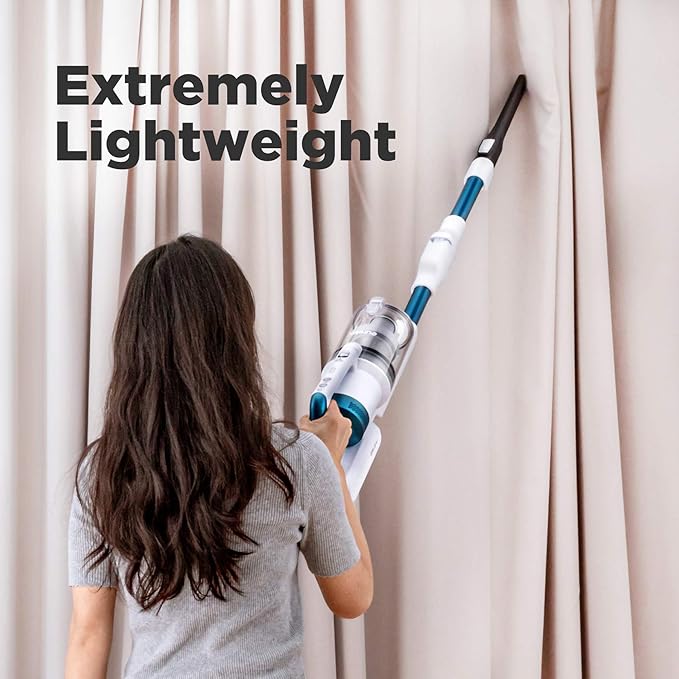 Eureka NEC185 Cordless Stick Vacuum Cleaner Convenient for Hard Floors Rechargeable Handheld Vacuum Cleaner Portable with Powerful Motor Efficient SuctionWhite