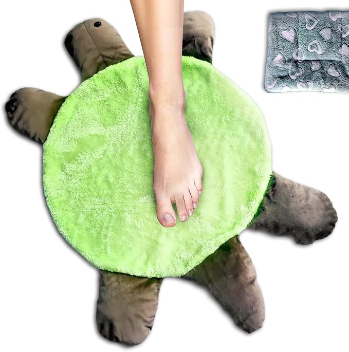 Floor Turtle Foot Mop 4 Sizes Cute Double-Sided Turtle-Shaped Floor Cleaning Pad with A rag for Dust and Hair Washable Reusable Foot Cleaner for Home and Office Floors (23.62 in)