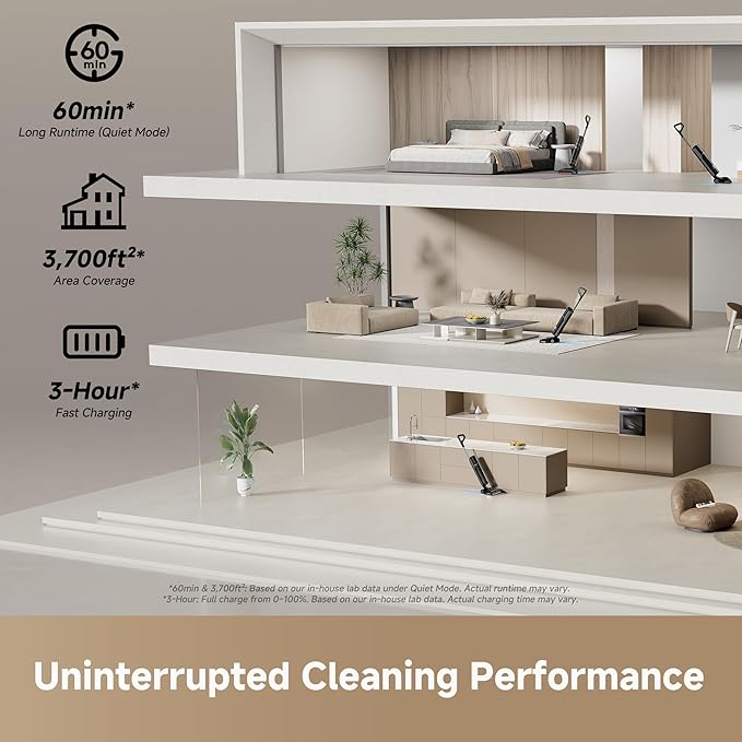 DREAME H15 Pro CarpetFlex Cordless Vacuum Mop Wet Dry Vacuum Cleaner with Dual Brushes for Hard Floors &amp Carpet Tangle-Free Hair-Cutting 23kPa Suction 180° Lie-Flat Floor Washer 194°F Fast Dr