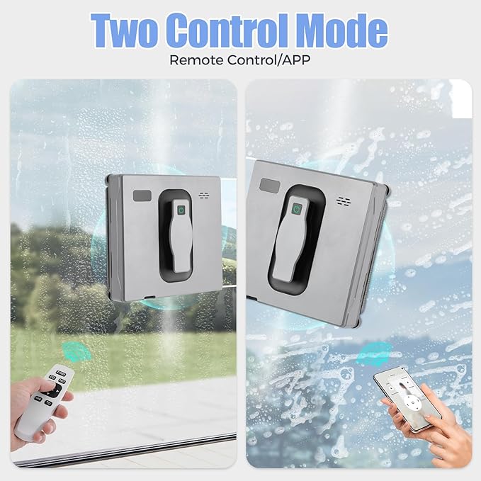 Window Cleaning Robot Robot Window Cleaner with Intelligent Control/APP Control Automatic Windows Vacuum Cleaner with 3 Cleaning Mode for Homes Office Buildings 1.69Oz Water Tank Capacity
