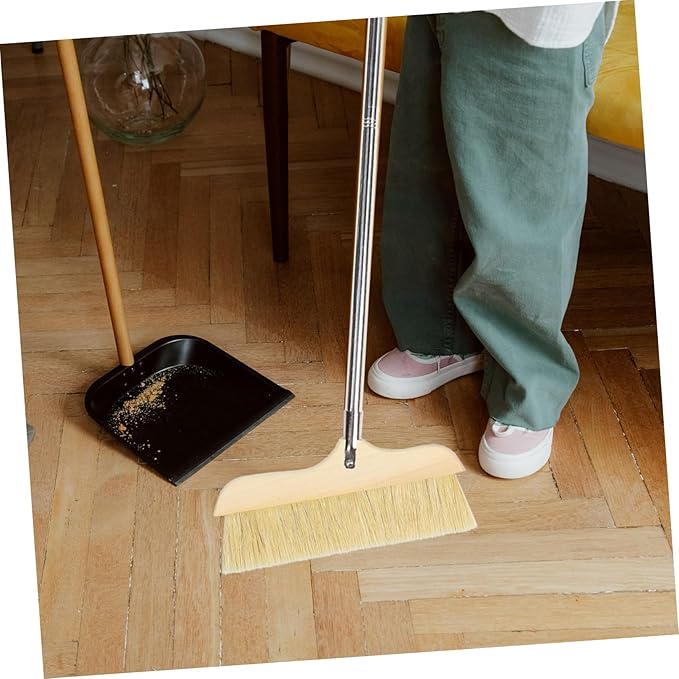 Handle Soft Bristle Broom for Cleaning Hardwood Floor Sweeping Tool for Pet Hair and Dirt Removal Design Easy to Store