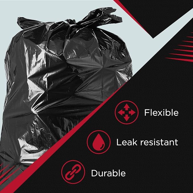Tasker 65 Gallon Trash Bags Heavy Duty | 50 Count with Ties | Extra Large 64 Gallon Trash Bags for Toter | Garbage Bag 65 Gallon Trash Can Liners