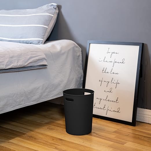 4 Pack Small Trash Can for Bathroom - 3 Gallon/12-Liter Wastebasket Round Plastic Garbage Container Bin for Bedroom Office Black.
