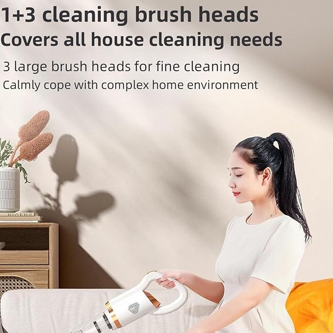 Pwshymi Cordless Vacuum Cleaner Handheld Stick Vacuum Cleaner with 8500PA Strong Suction for Hard Floor Carpet Pet Hair (White)