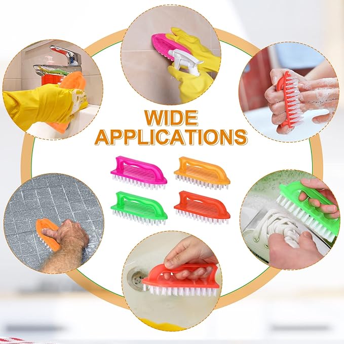 Eaasty 48 Pack Cleaning Brush Scrub Brush with Comfortable Grip Stiff Bristles Dish Scrub Brush Kitchen Scrub Brush Household Carpet Brush for Bathroom Shower Sink Floor Bathtub Tile 4 Colors
