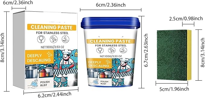 Stainless Steel Cleaning Paste - Remove Black Scales Rust &amp Grease Polish &amp Extend Cookware Life(2PCS)