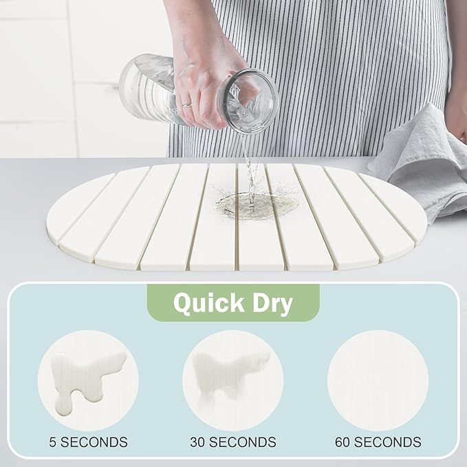 Stone Dish Drying Mat for Kitchen Counter24(L)×16(W) Collapsible Fast-Drying Diatomaceous Earth Mats with Towel Sanding ToolVersatile Stone Drying Mats for Cups Dishes Bottles